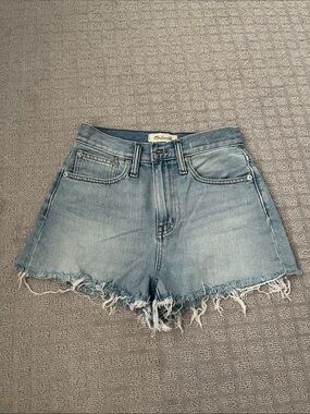 Madewell Light Blue Denim High-Rise Frayed Hem Shorts